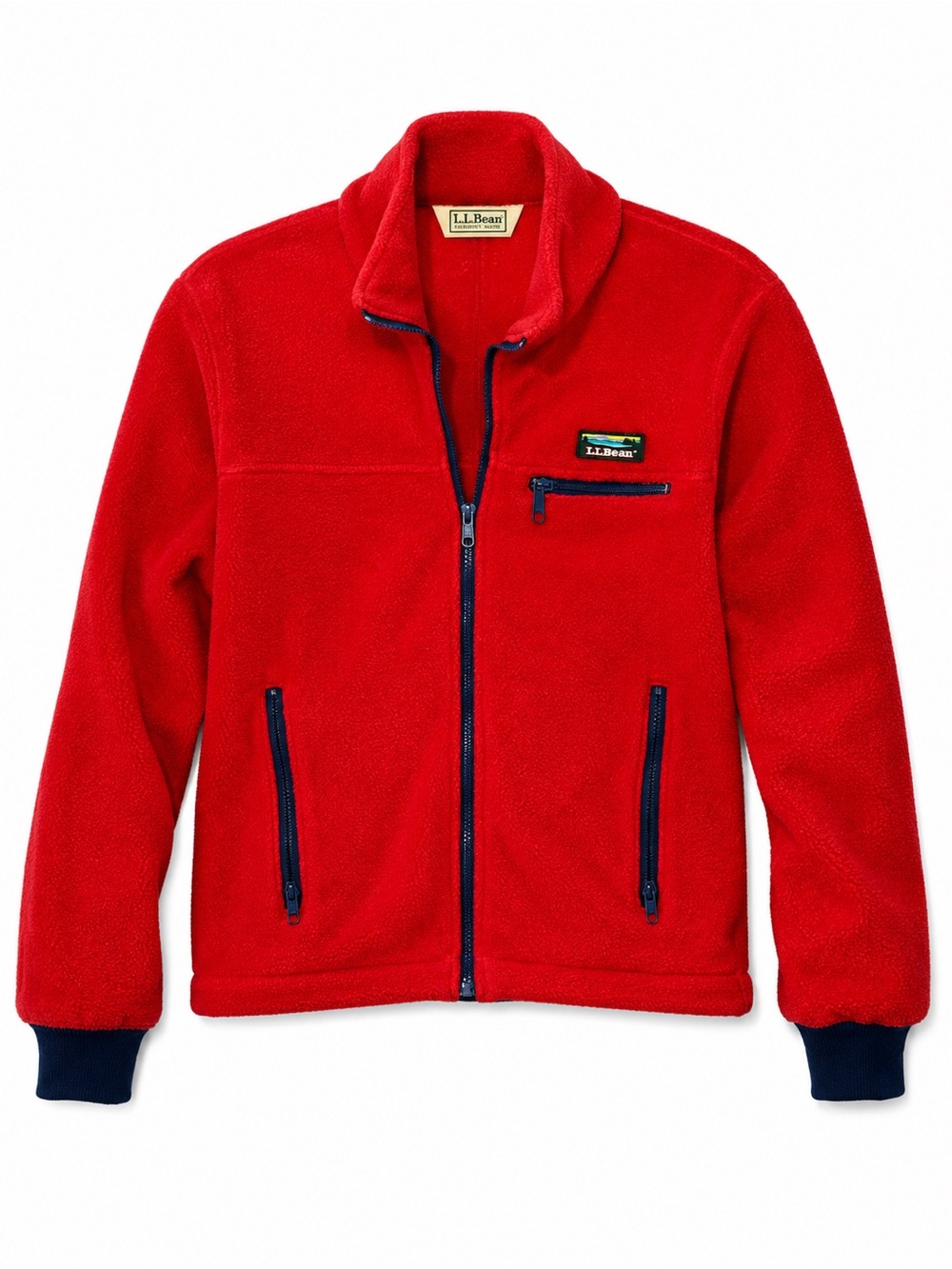 Vintage L.L. Bean USA Fleece Jacket Red Full Zip Polartec Medium Gorpcore